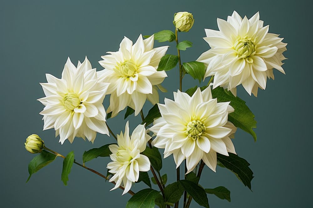 White dahlia flower blossom plant green. AI generated Image by rawpixel.