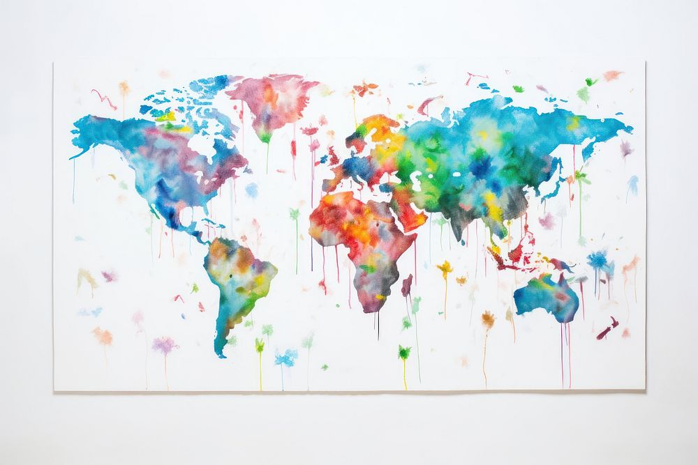 World map painting drawing. AI generated Image by rawpixel.