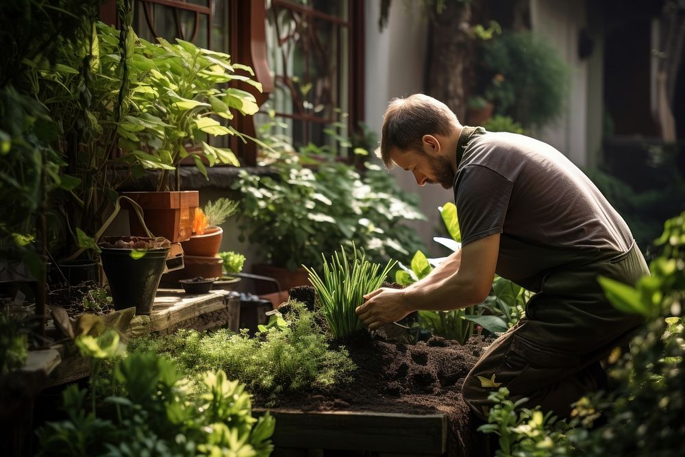 Gardener plant gardening outdoors. AI generated Image by rawpixel.