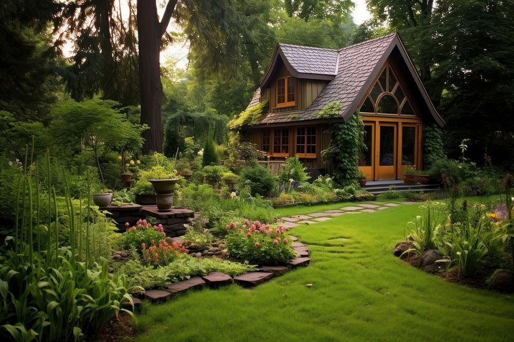 Gardener backyard house architecture. AI generated Image by rawpixel.