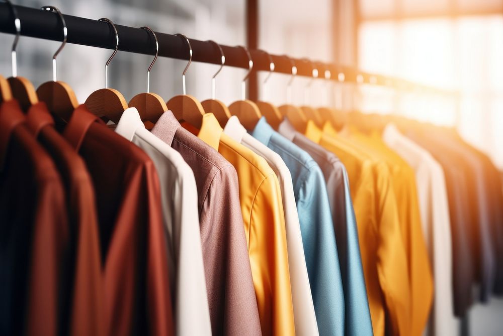 A clothes hung on racks hanging store shop. AI generated Image by rawpixel.