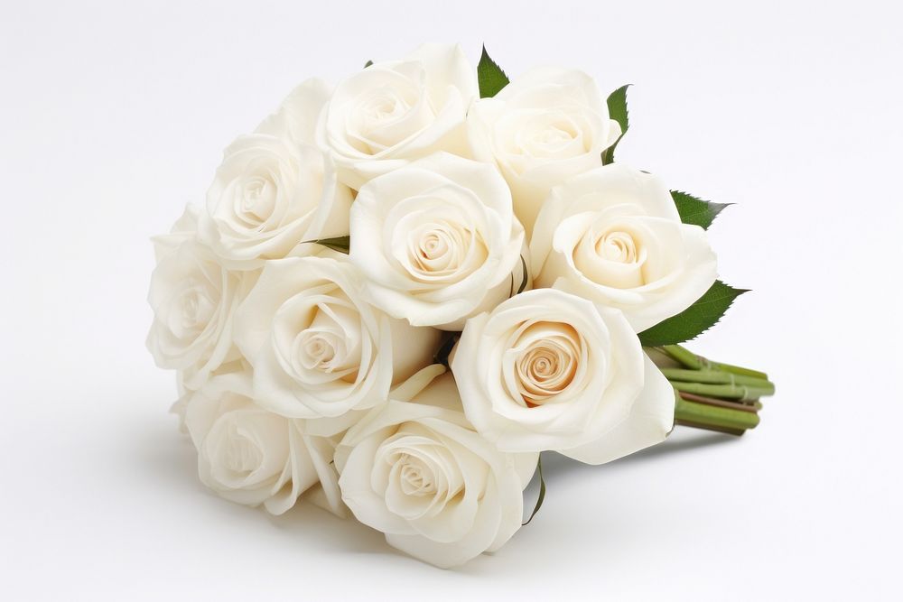 A beautiful white rose bouqet flower plant white background. AI generated Image by rawpixel.