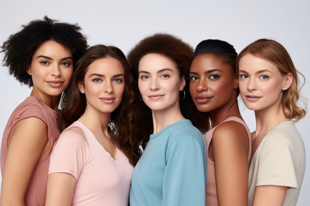 A group of Millennial women looking at the camera with confidence portrait adult woman. AI generated Image by rawpixel.