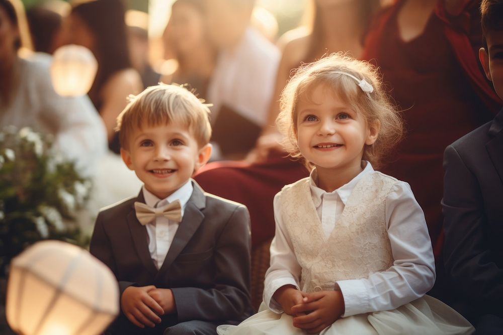 Cute kids in wedding ceremony portrait child adult. AI generated Image by rawpixel.