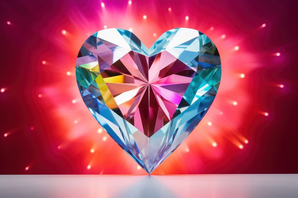 Heart-shaped diamond gemstone jewelry illuminated. AI generated Image by rawpixel.