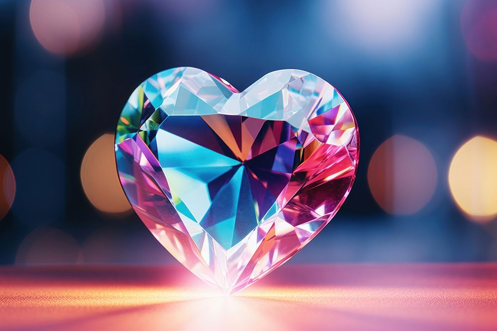 Heart-shaped diamond gemstone jewelry illuminated. AI generated Image by rawpixel.