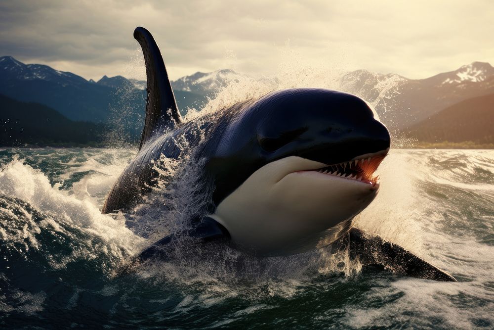 Orca animal mammal shark. AI generated Image by rawpixel.