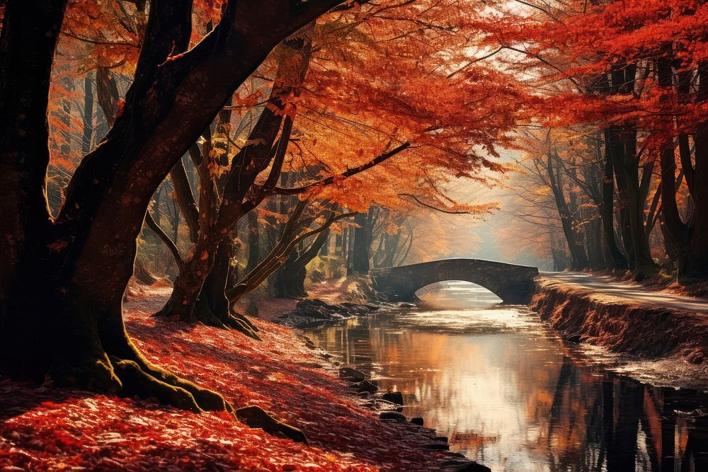 Autumn leaves outdoors nature forest. AI generated Image by rawpixel.