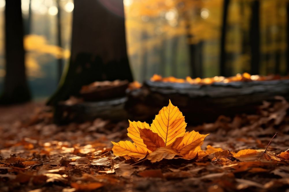 Autumn leaves forest plant leaf. AI generated Image by rawpixel.