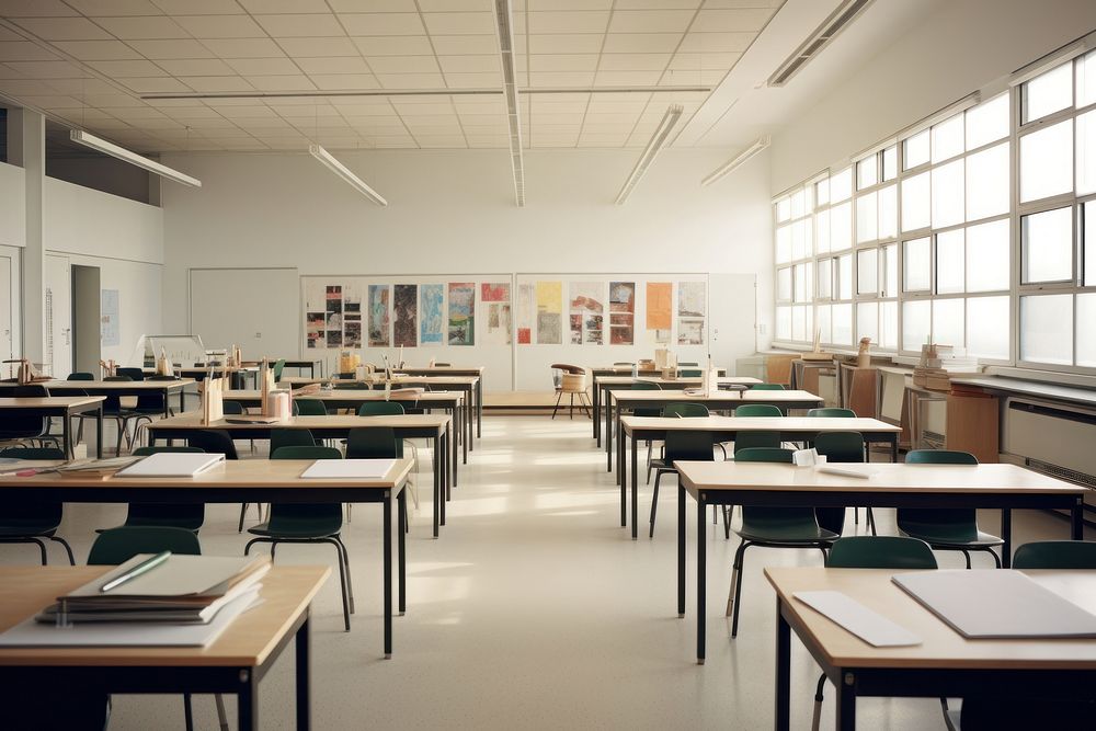 School classroom architecture furniture. 