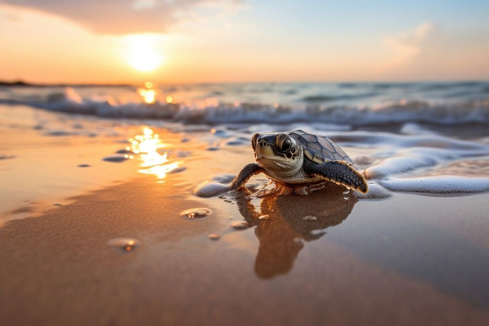 Turtle sea outdoors reptile. AI generated Image by rawpixel.