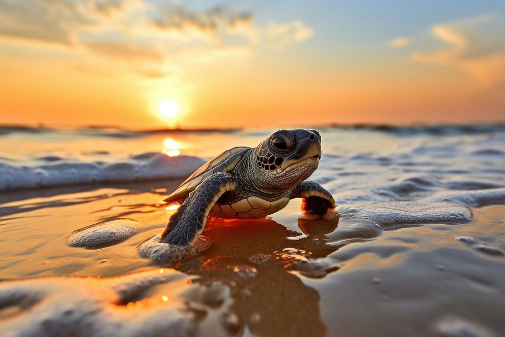 Turtle sea outdoors reptile. AI generated Image by rawpixel.