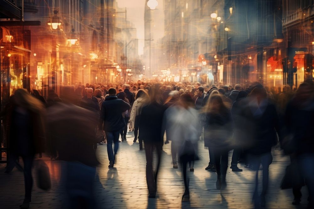 Crowd walking street adult. AI generated Image by rawpixel.