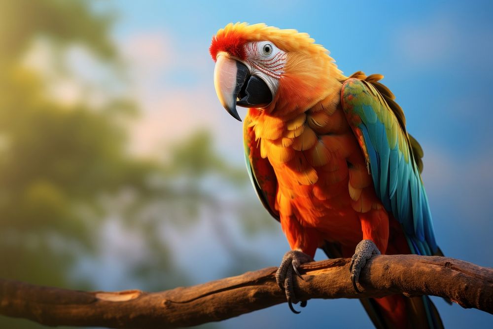 Parrot animal branch beak. AI generated Image by rawpixel.