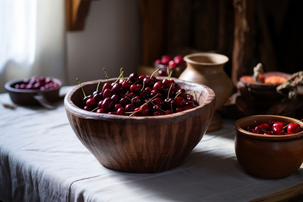 Cherry table bowl plant. AI generated Image by rawpixel.