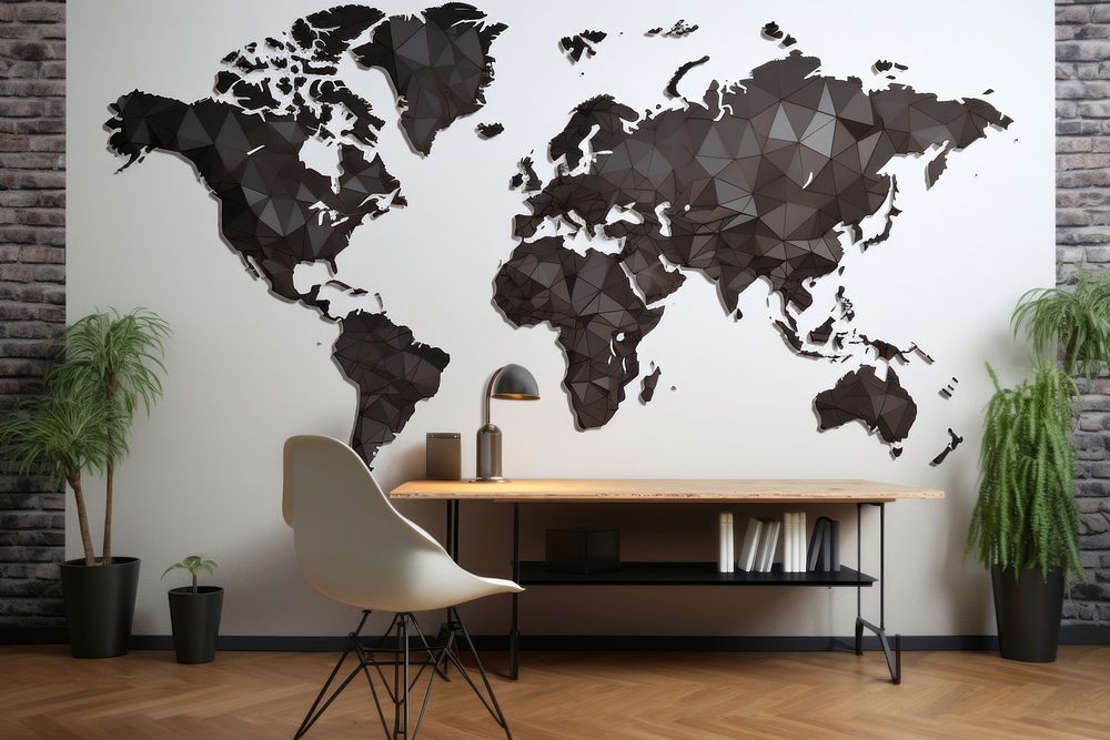 World map wall architecture furniture. AI generated Image by rawpixel.