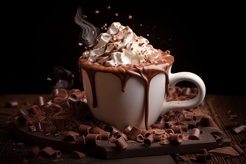Hot chocolate dessert drink food. AI generated Image by rawpixel.