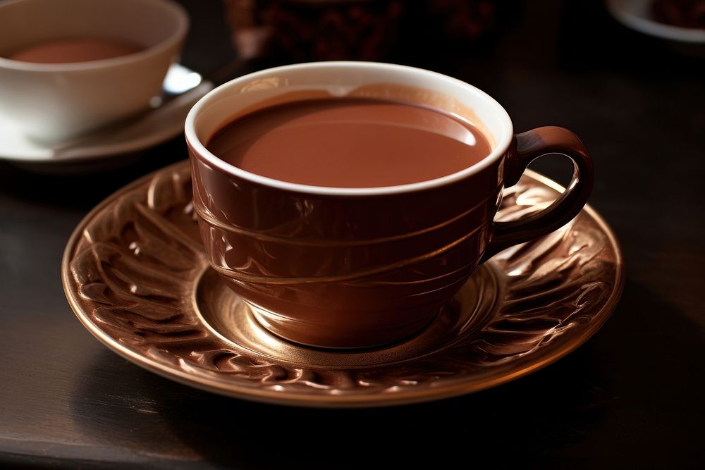 Hot chocolate cup coffee saucer. AI generated Image by rawpixel.