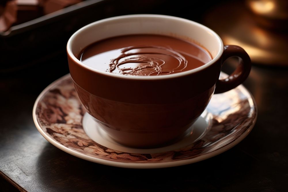 Hot chocolate cup dessert saucer. AI generated Image by rawpixel.