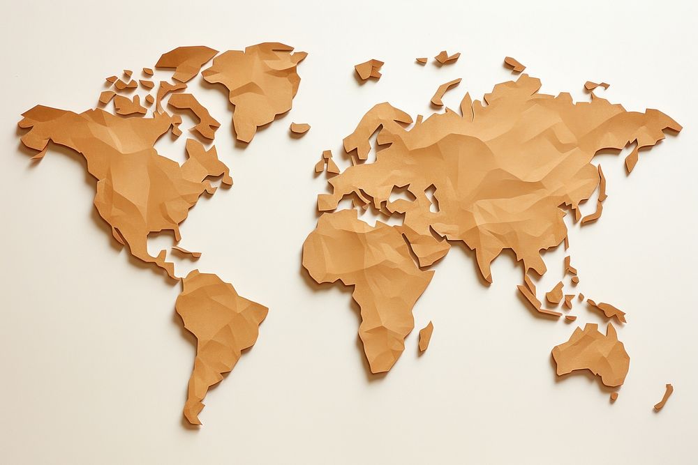 World map paper topography cardboard. AI generated Image by rawpixel.