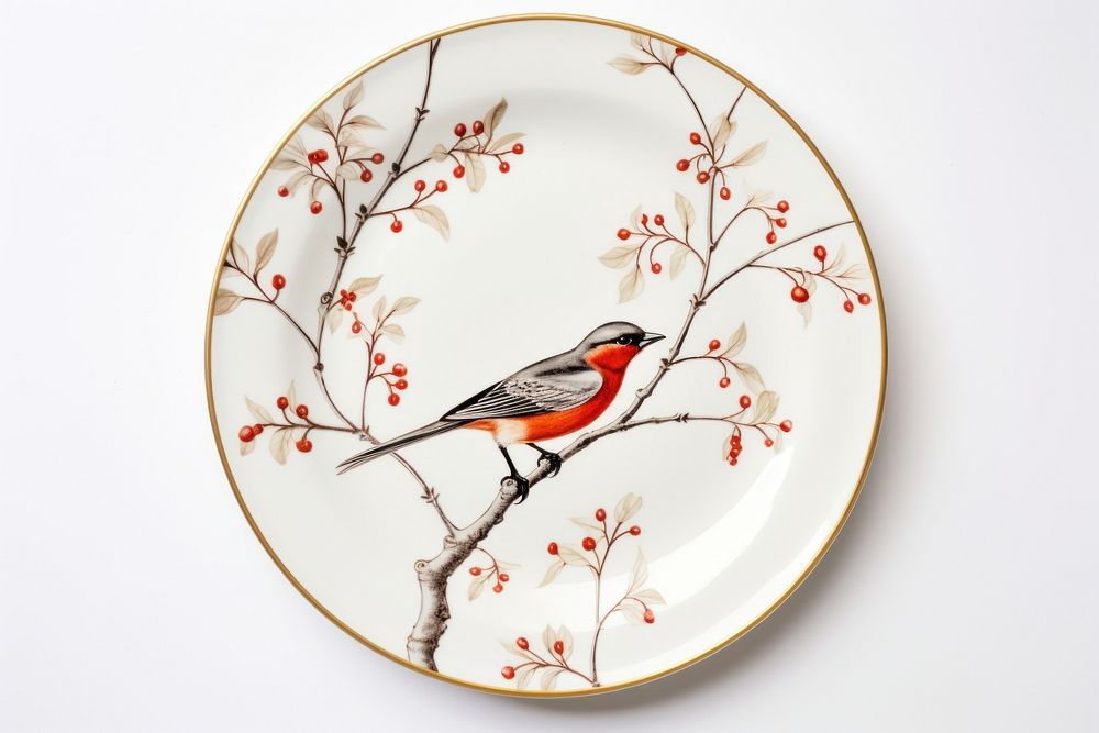 Dining room plate bird porcelain. AI generated Image by rawpixel.