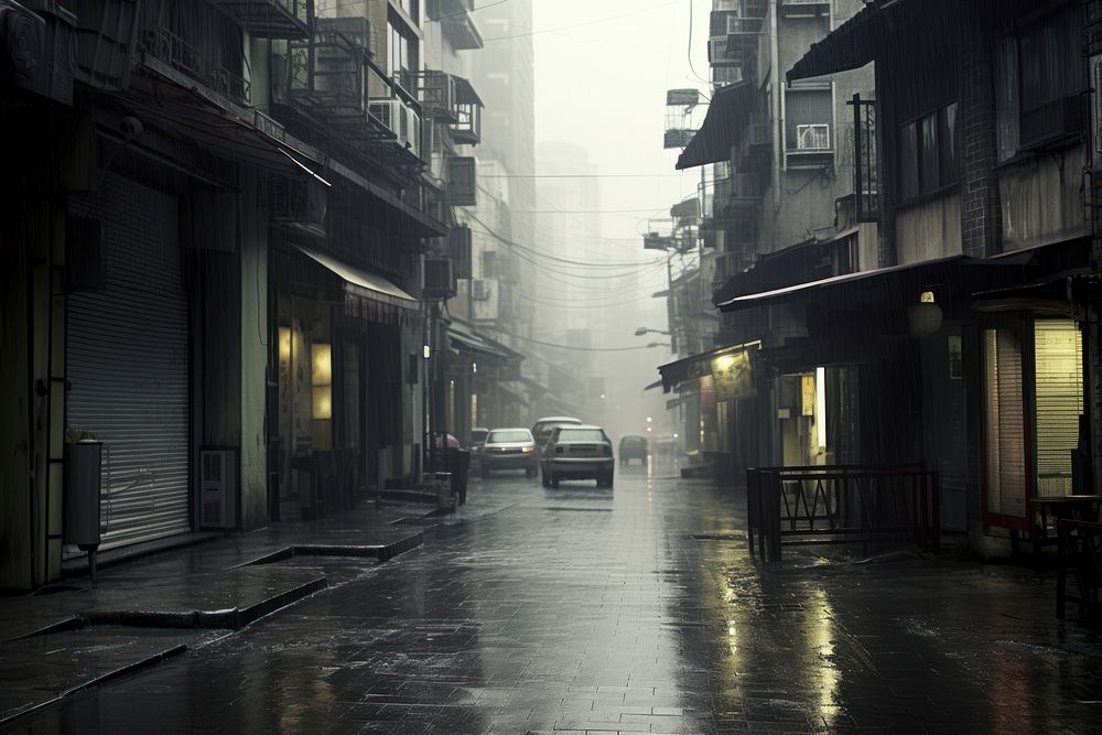 Rain city outdoors vehicle. AI generated Image by rawpixel.