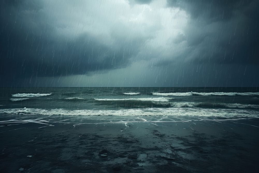 Rain storm beach sky. AI generated Image by rawpixel.