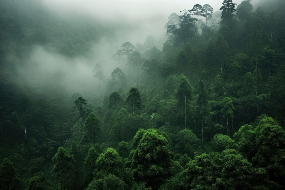 Rain vegetation outdoors woodland. AI generated Image by rawpixel.