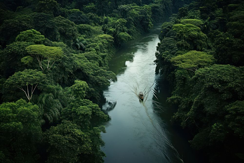 Rainforest river vegetation outdoors. AI generated Image by rawpixel.