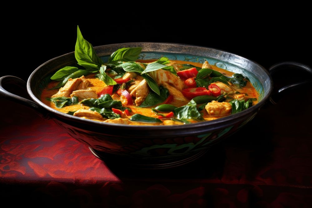 Curry bowl green food. AI generated Image by rawpixel.