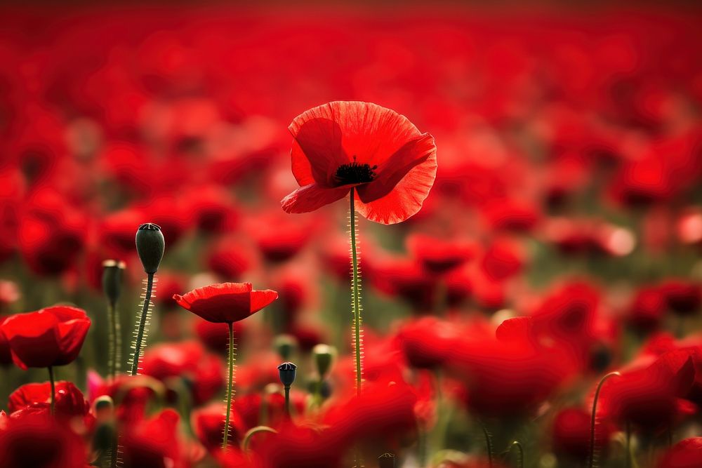 Red flower poppy petal plant. AI generated Image by rawpixel.