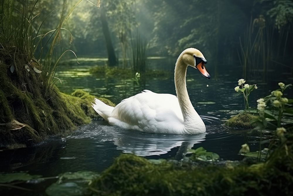 Swan outdoors animal nature. AI generated Image by rawpixel.