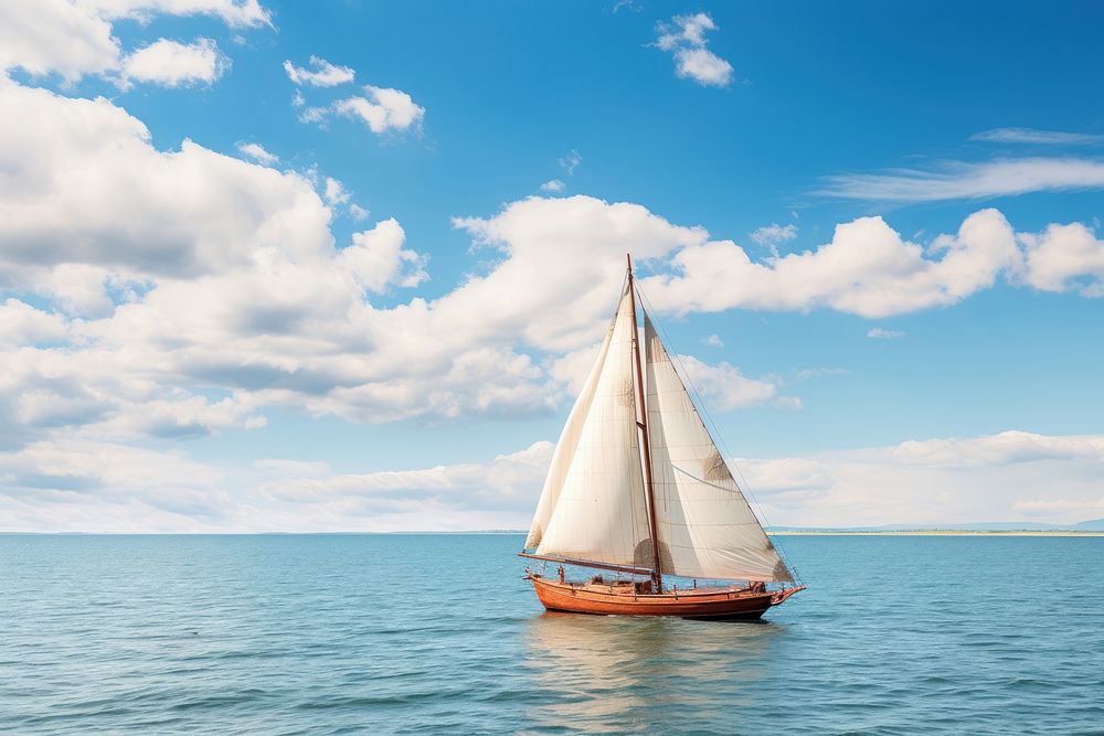 Sailing boat sky sailboat. AI generated Image by rawpixel.