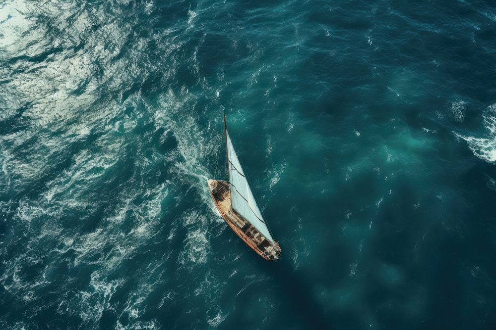 Sailing boat sea sailboat. AI generated Image by rawpixel.