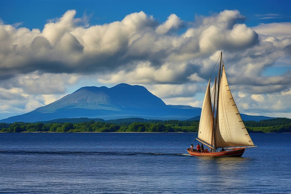 Sailing watercraft landscape sailboat. AI generated Image by rawpixel.