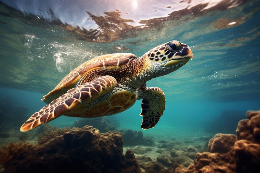 Turtle sea underwater outdoors. AI | Premium Photo - rawpixel