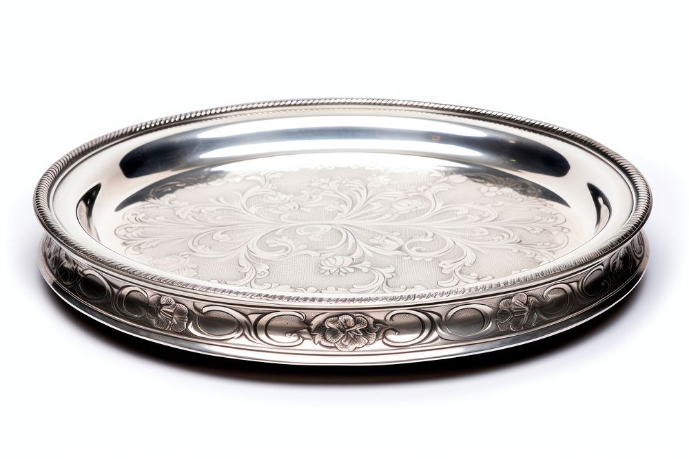 Dining room silver tray white background. AI generated Image by rawpixel.