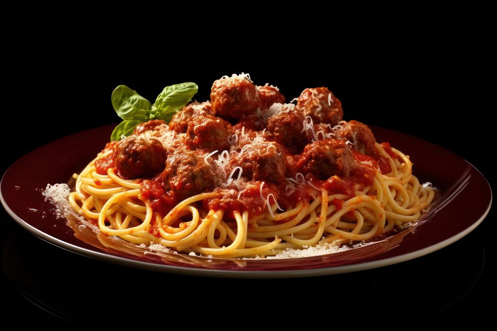 Spaghetti plate meat pasta. AI generated Image by rawpixel.