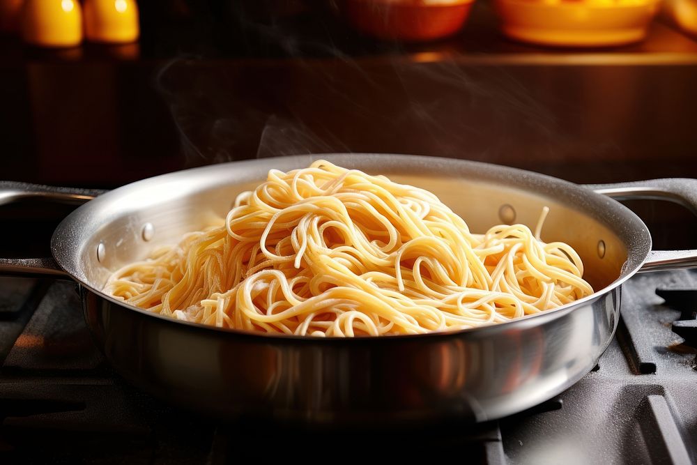 Spaghetti kitchen boiling pasta. AI generated Image by rawpixel.