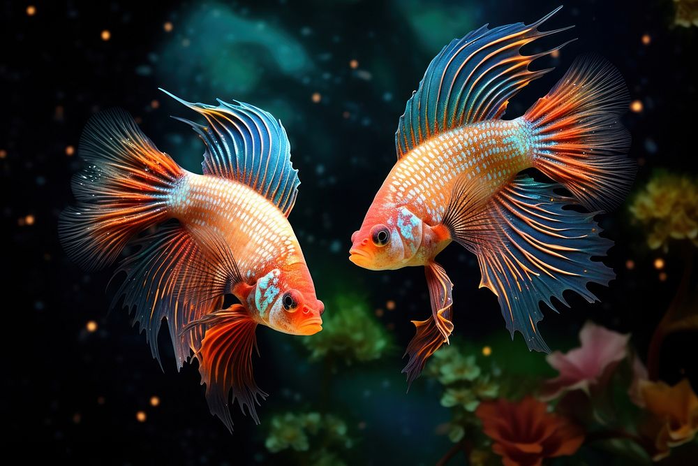Pisces fish animal pomacentridae. AI generated Image by rawpixel.