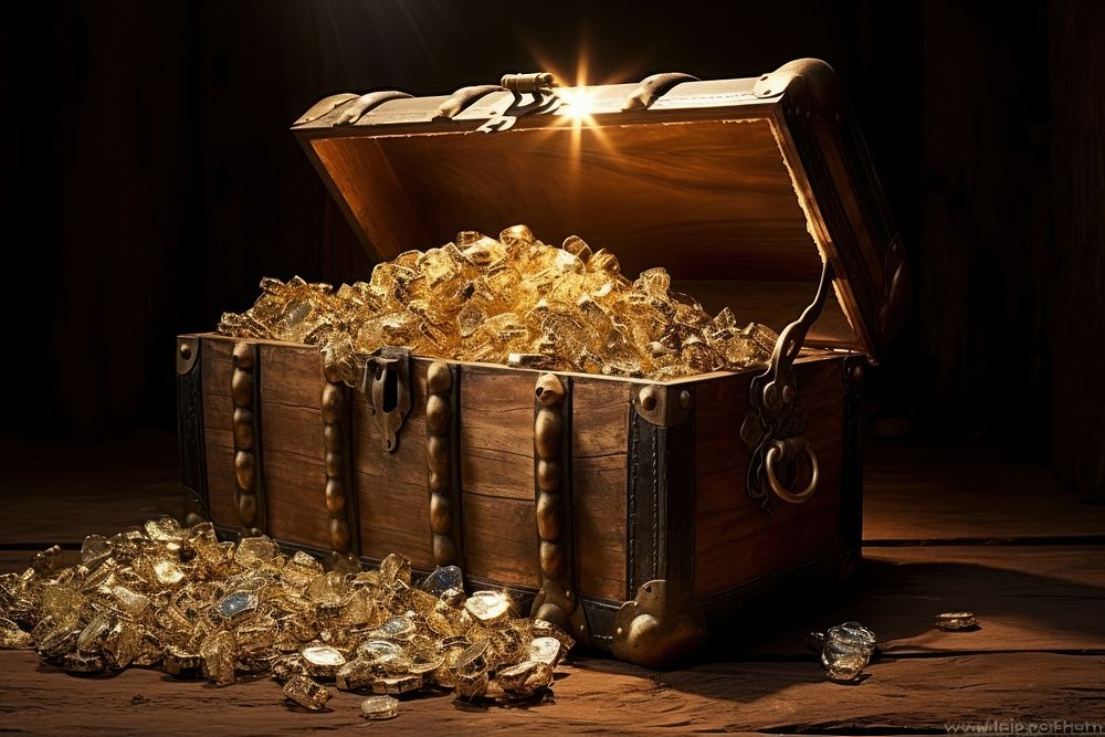 Treasure gold container darkness. AI generated Image by rawpixel.