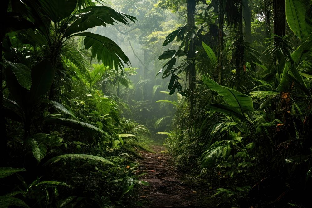Tropical vegetation outdoors woodland. AI generated Image by rawpixel.