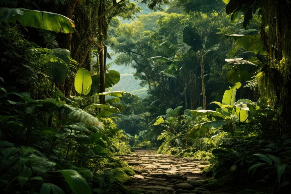 Tropical tree vegetation outdoors. AI generated Image by rawpixel.