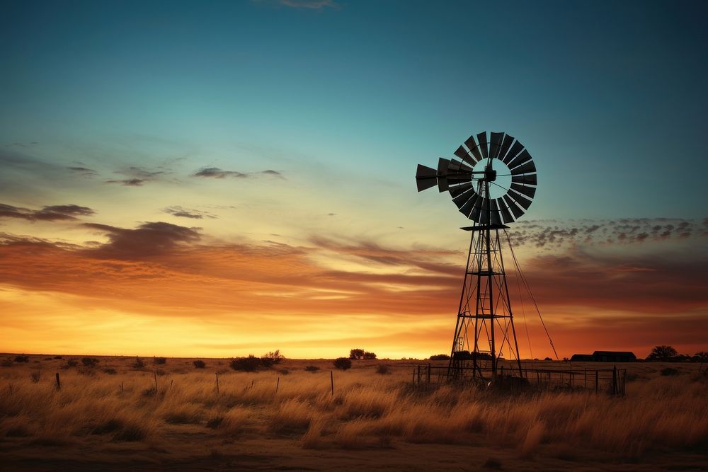 Windmill sky outdoors evening. 