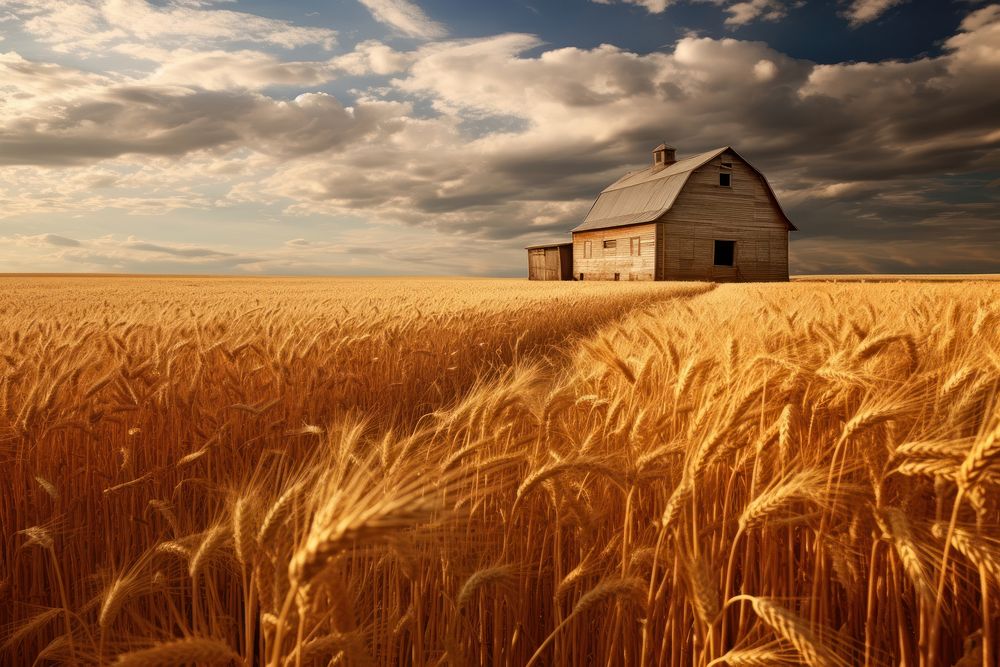 Wheat field barn architecture. AI | Free Photo - rawpixel