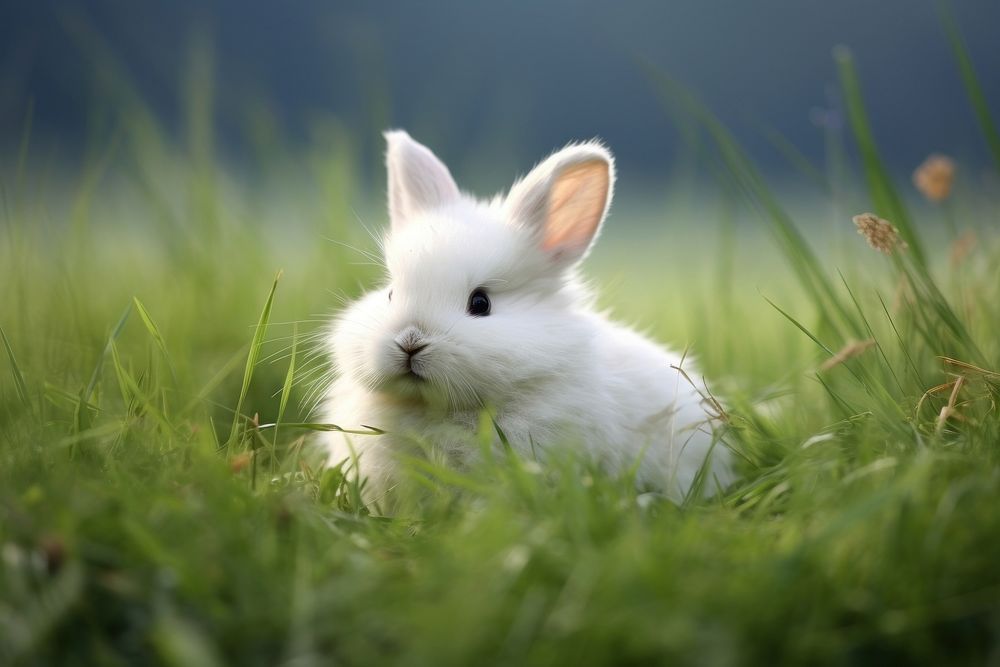 Bunny grass animal mammal. AI generated Image by rawpixel.
