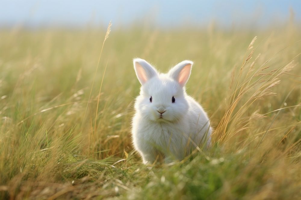 Bunny grass outdoors animal. AI generated Image by rawpixel.
