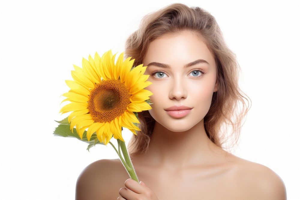 Woman flower sunflower portrait plant. AI generated Image by rawpixel.