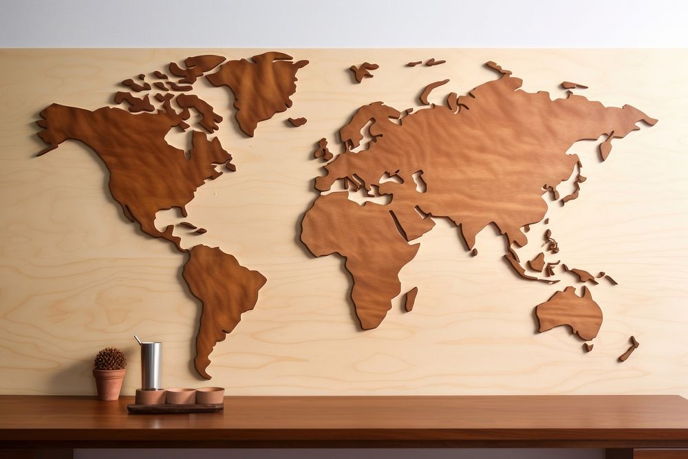 World map wood table architecture. AI generated Image by rawpixel.