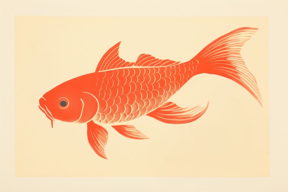 Japanese vintage koi fish goldfish animal art. AI generated Image by rawpixel.